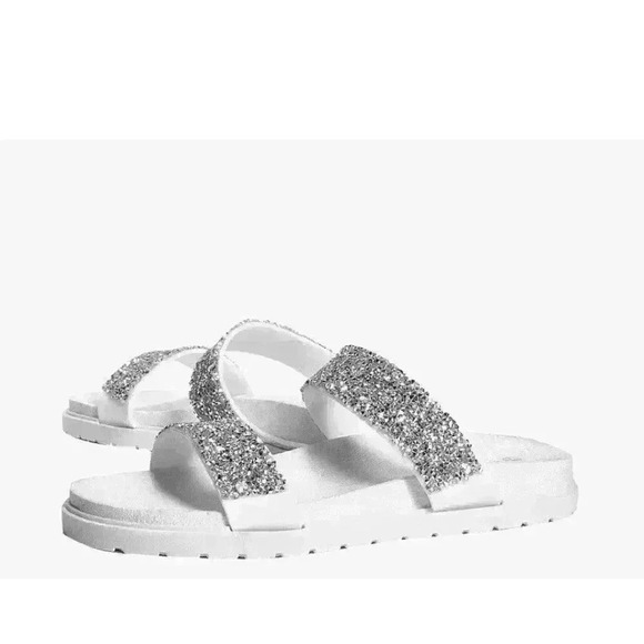 NEW NIB Boohoo Keira Caviar Bead Double Band White Sliders Slides Size 5UK, 7US - Picture 3 of 4